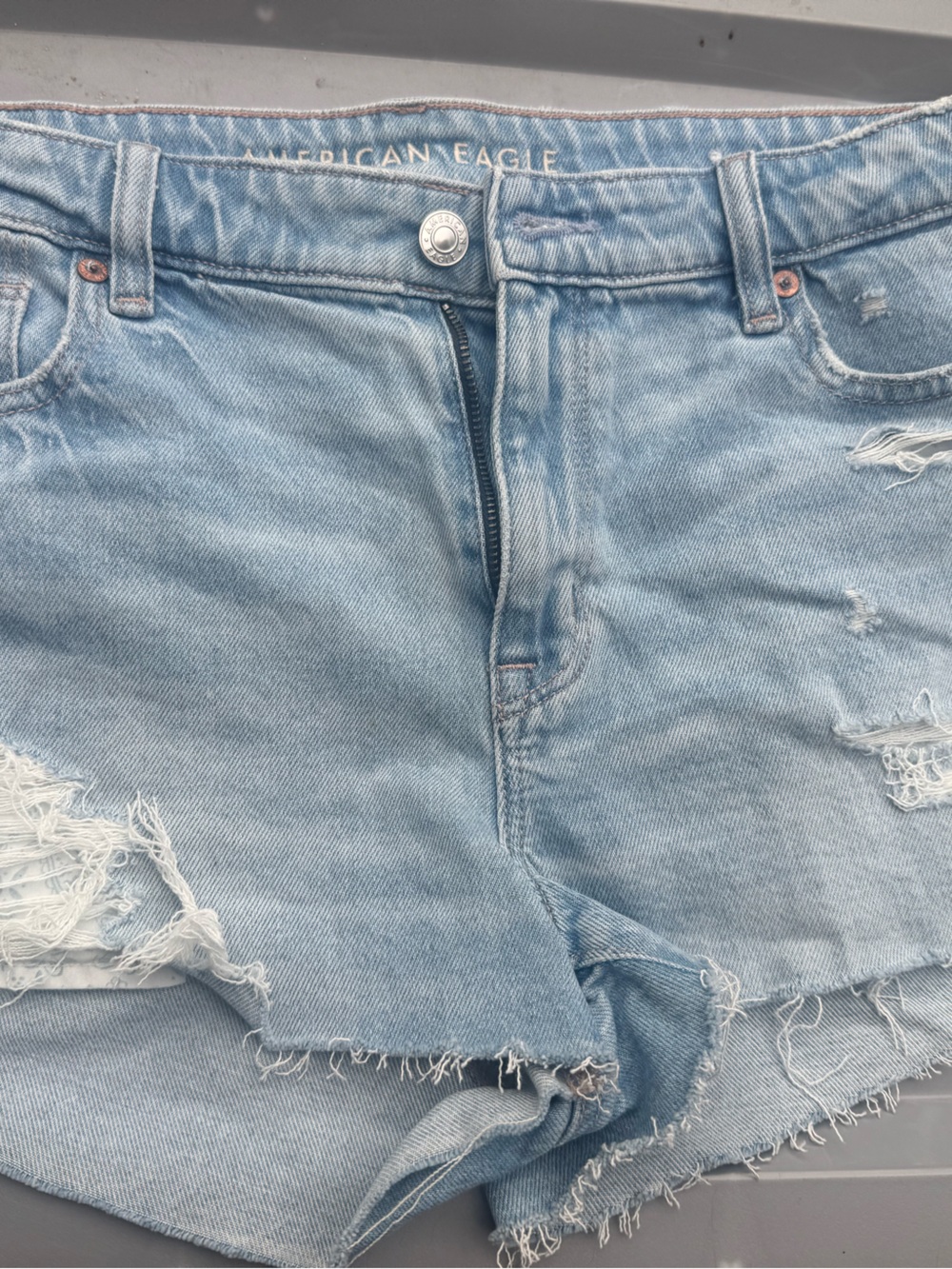 American Eagle Outfitters Light Blue Distressed Denim Shorts